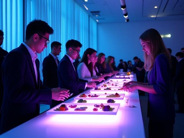 Innovative food station at a product launch event with modern display