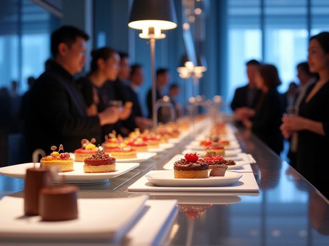 Elegant dessert bar at a tech product launch event in Singapore, Marina Bay Sands